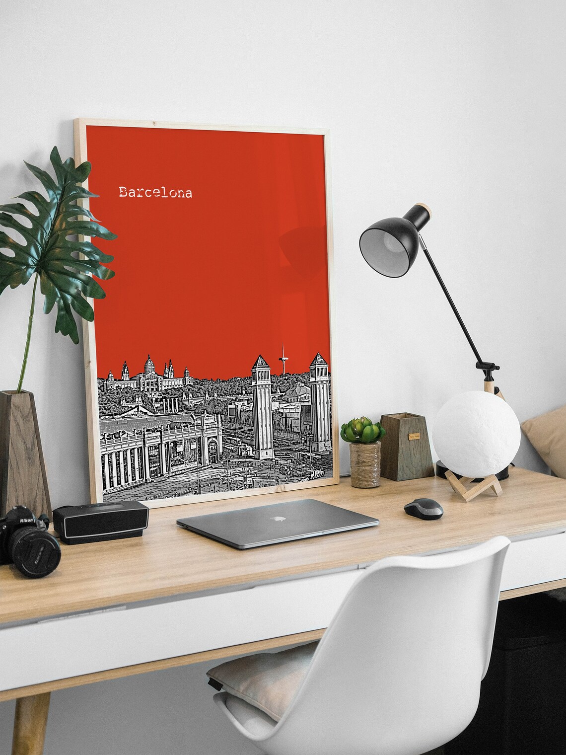 Barcelona Spain Color Block Cityscape Poster With Custom Sky Color - Image 2