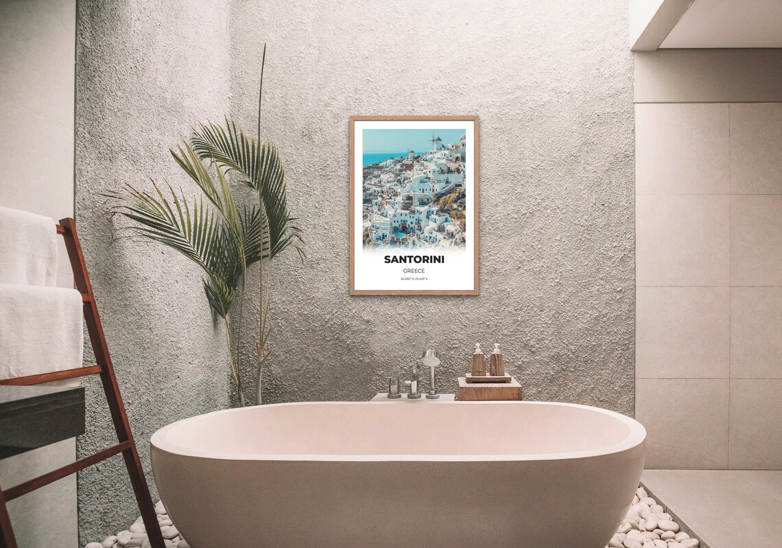 Santorini Greece Whitewashed Oia Houses Aegean Sea Photo Print Art - Image 2