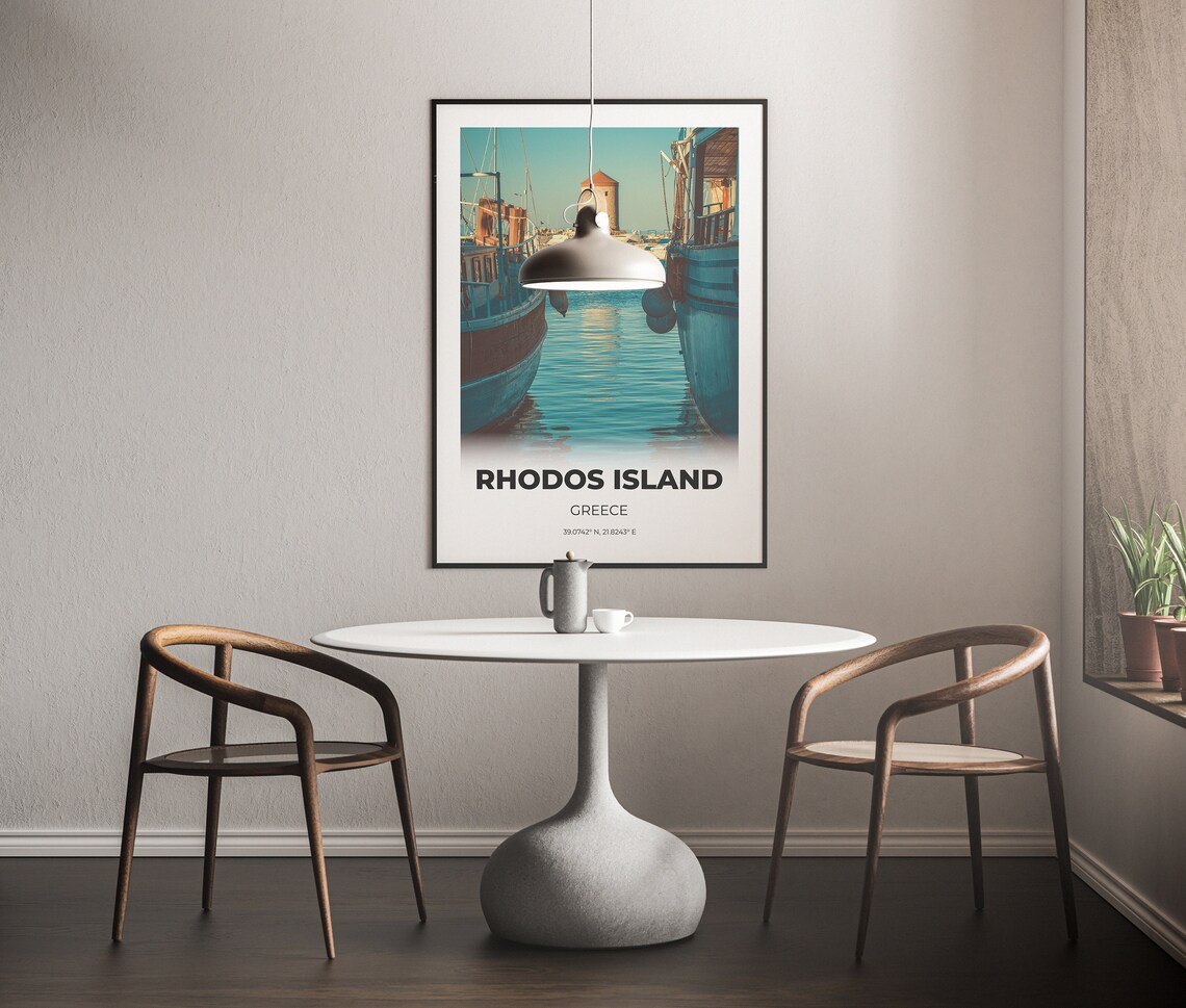 Rhodes Greece Travel Poster, Wall Art Print