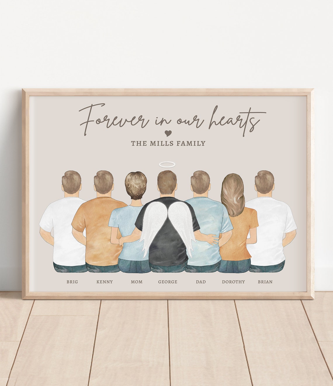 Forever in Our Hearts Custom Family Name Memorial Group Poster