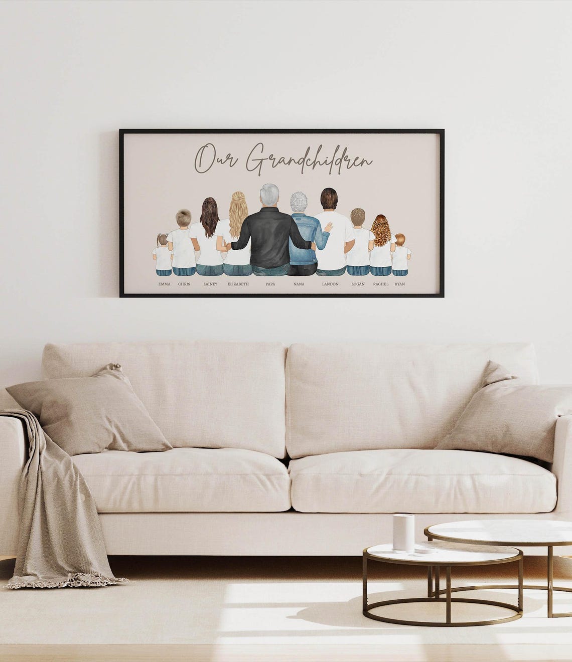 Personalized Our Grandchildren Grams Pops Watercolor Portrait Poster - Image 2