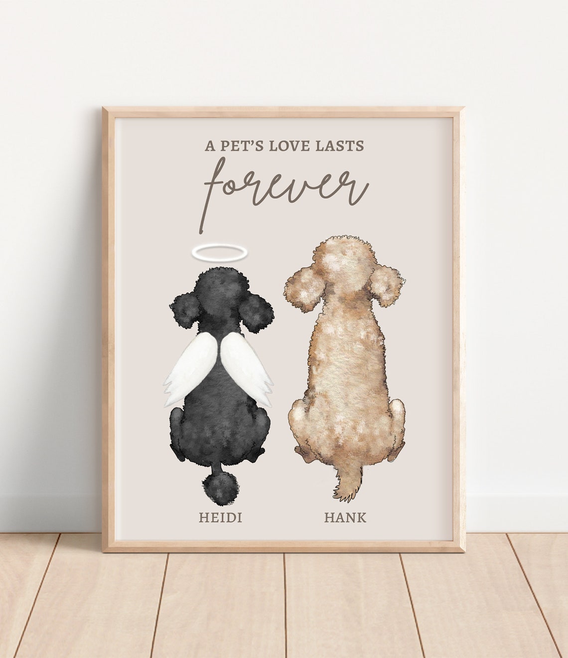 Personalized Poodle Memorial 'A Pet's Love Lasts Forever' Angel Poster