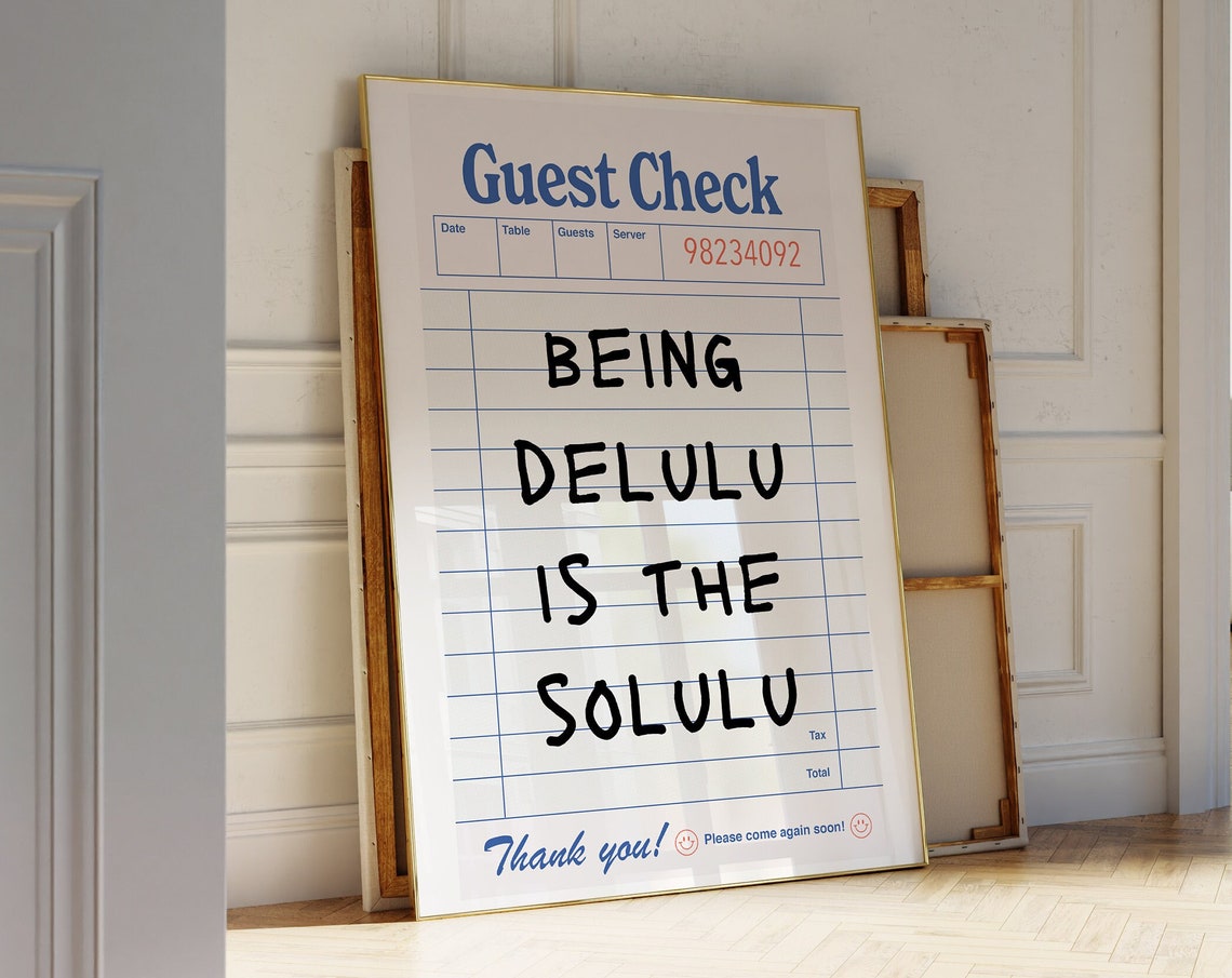 Delusional Wall Decor Manifestation Poster In My Delulu Era Affirmation Art Guest Check Prints Retro Trendy