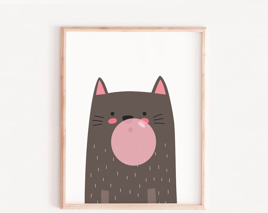 Cat Nursery Art for Girls, Kids Room Art Print