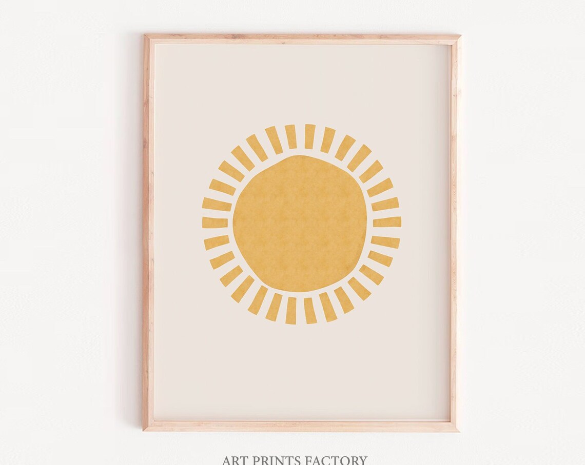 Modern Sunshine Print, Boho Neutral Bedroom Art Print