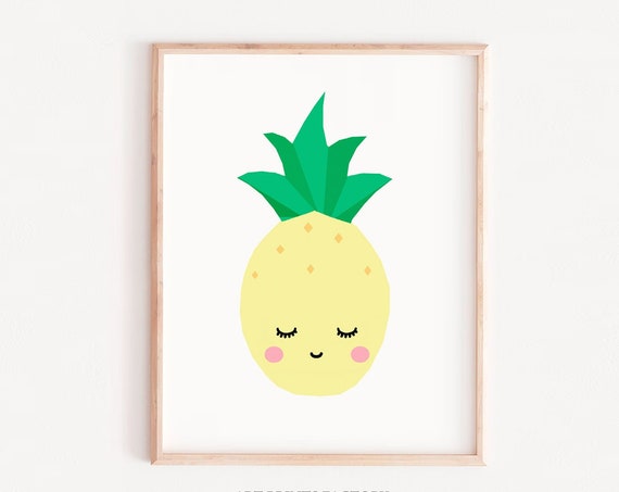 Spring Nursery Art Pineapple Hello Summer Art Print