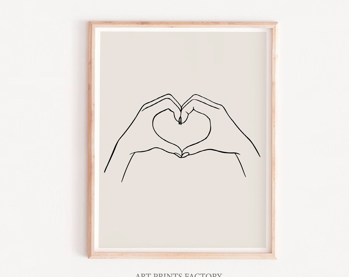 Love Hand One-Line Drawing, Minimalist Couple Art