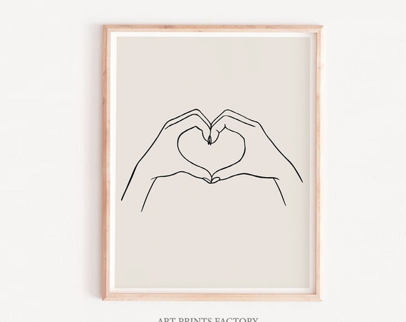 Love Hand One-Line Drawing, Minimalist Couple Art