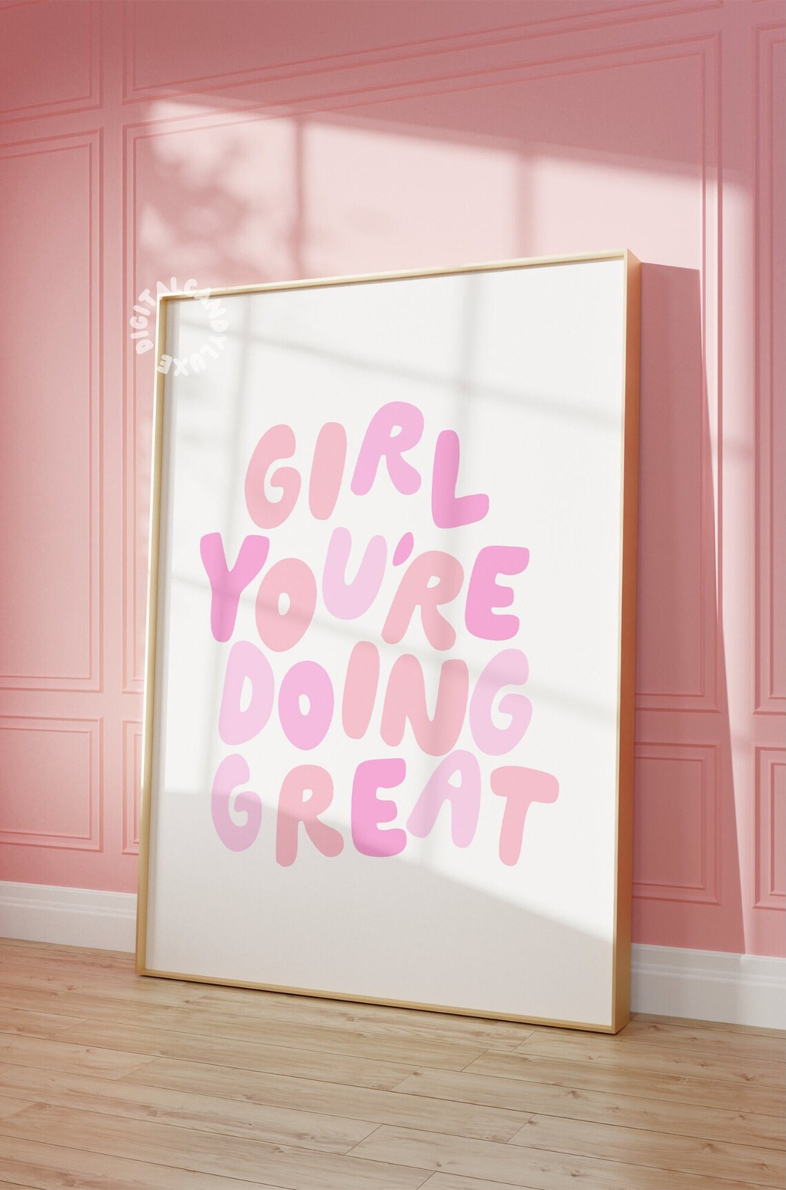 Girl You are Doing Great Pink Bubble Letter Encouragement Poster Art