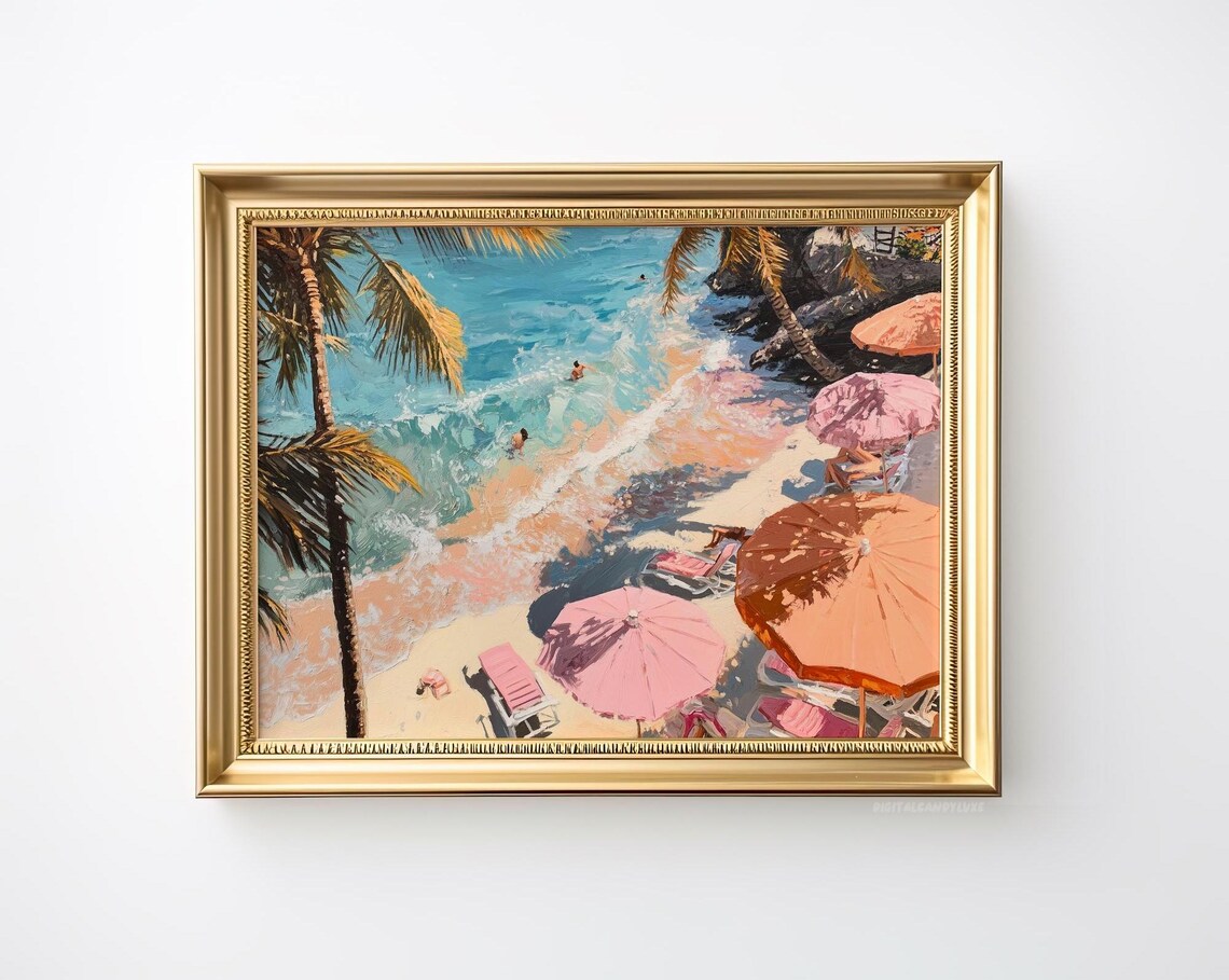 Coastal Boho Beach House Art Print, Vintage Decor