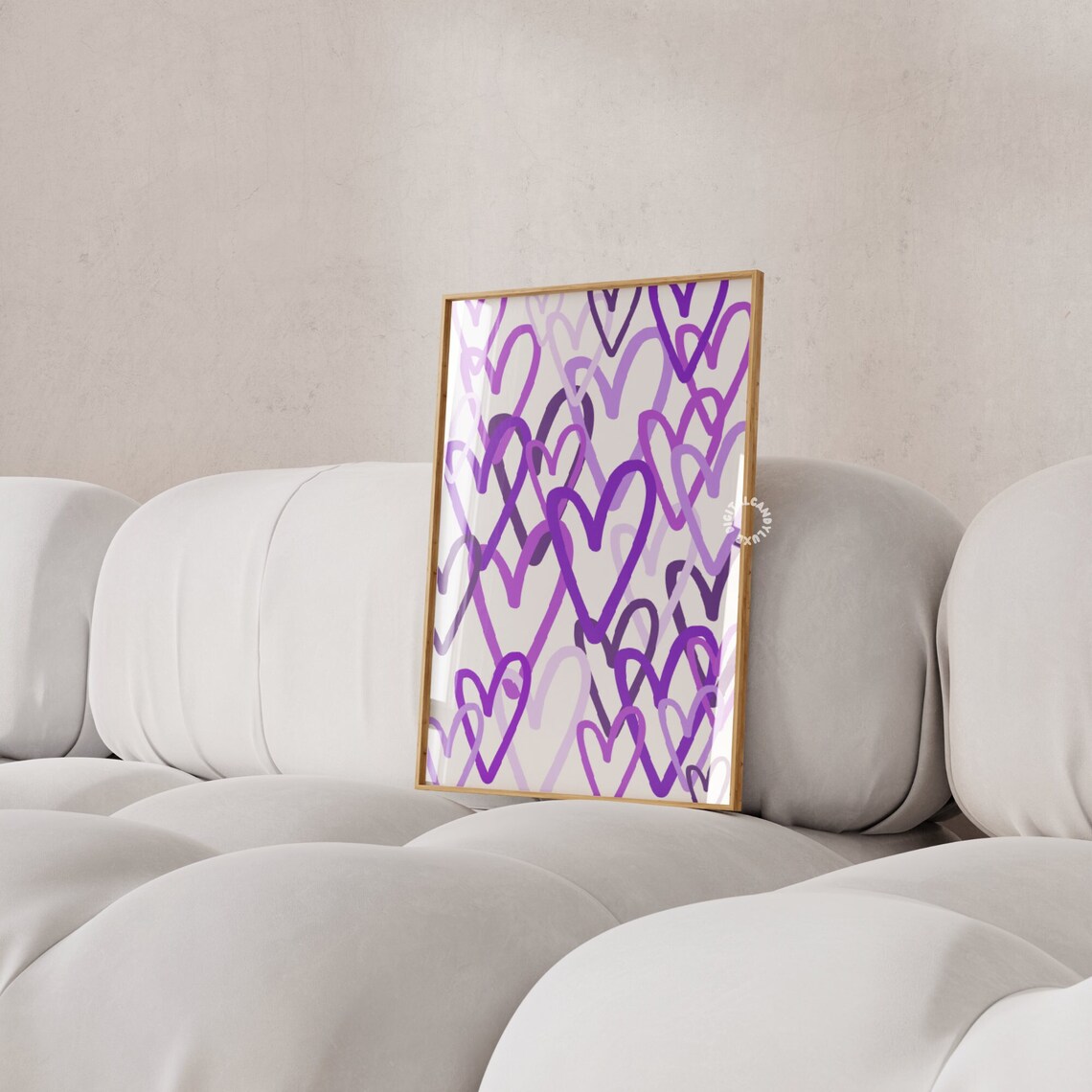 Trendy Purple Retro Art Print, Preppy Dorm Decor