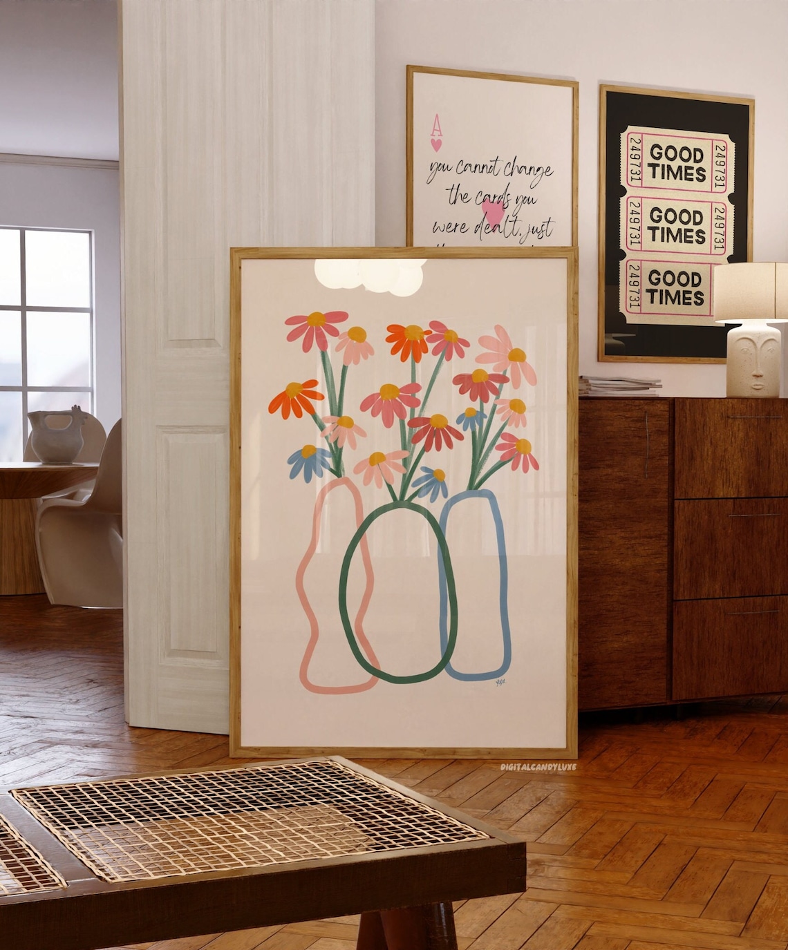 Hand Illustrated Flower Bouquet Art Print, Retro