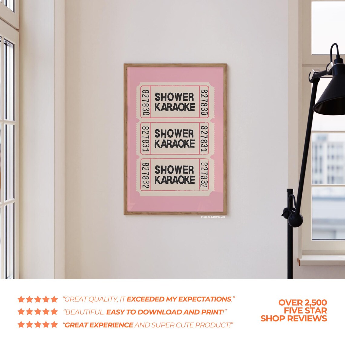 Shower Karaoke Pink Bathroom Ticket Poster Print - Image 2