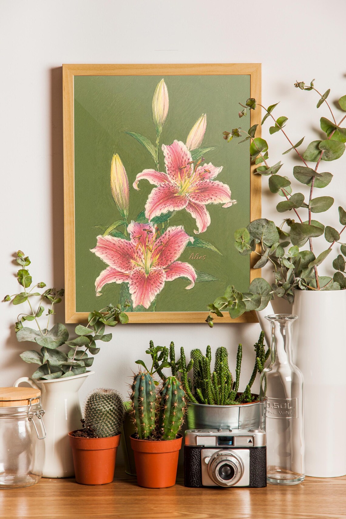 Pink Lilies Vintage Floral Botanical Art Print - Image 6