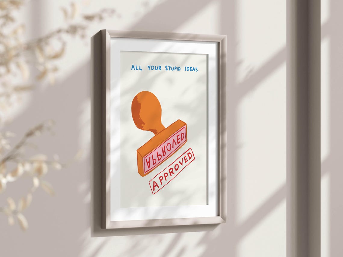 David Shrigley All Your Stupid Ideas Approved Rubber Stamp Poster - Image 2
