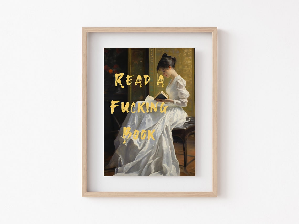 Read a Book Cheeky Altered Classic Oil Painting Funny Poster - Image 2