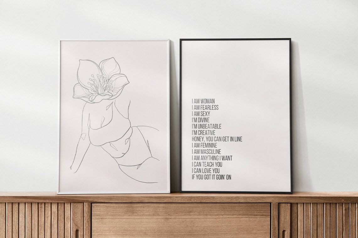 I Am Woman Song Lyric Art Print, Empowerment - Image 2