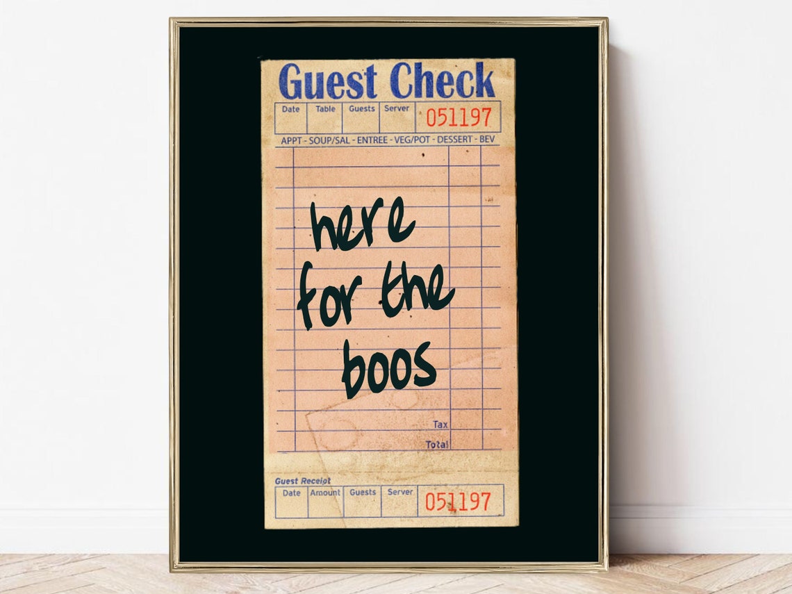 Here for the Boos Halloween Guest Check Vintage Receipt Poster