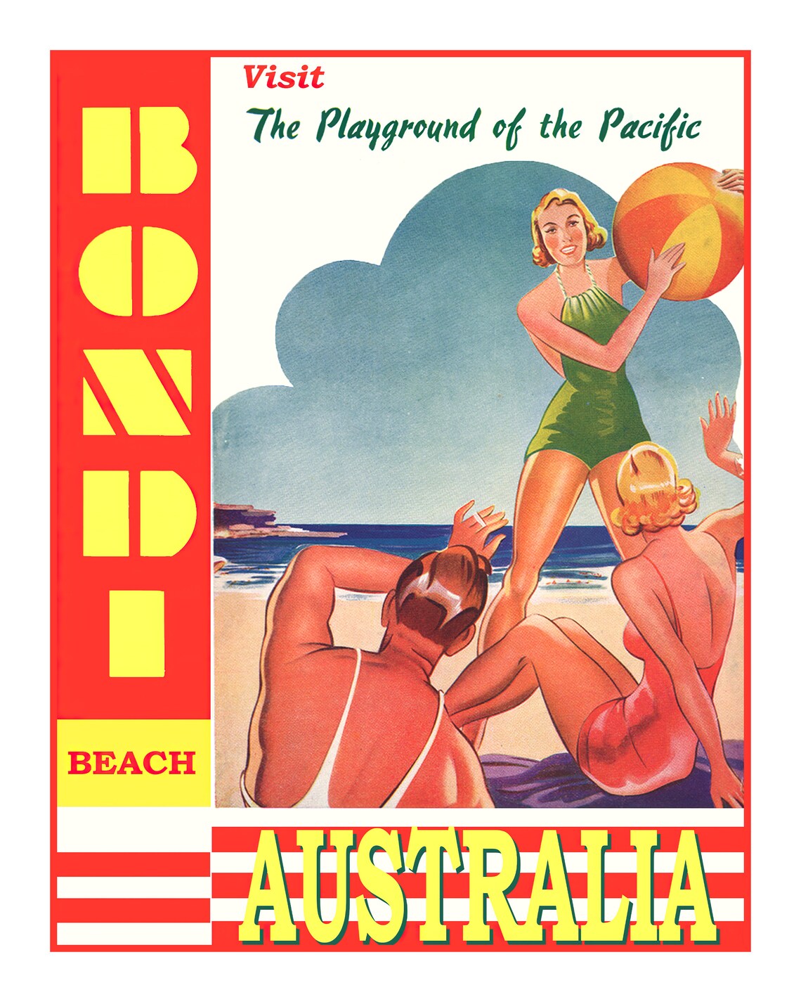 Visit Bondi Beach Australia Playground of the Pacific Travel Poster - Image 2