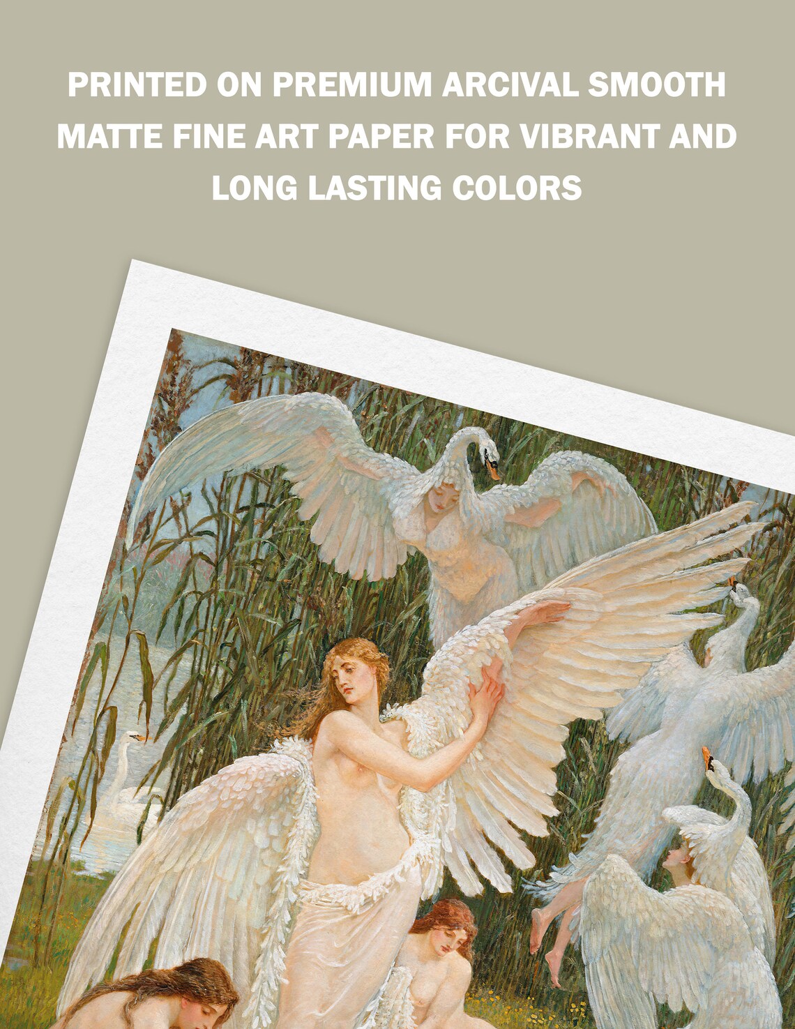 The Swan Maidens by Walter Crane, Vintage Art Print - Image 3