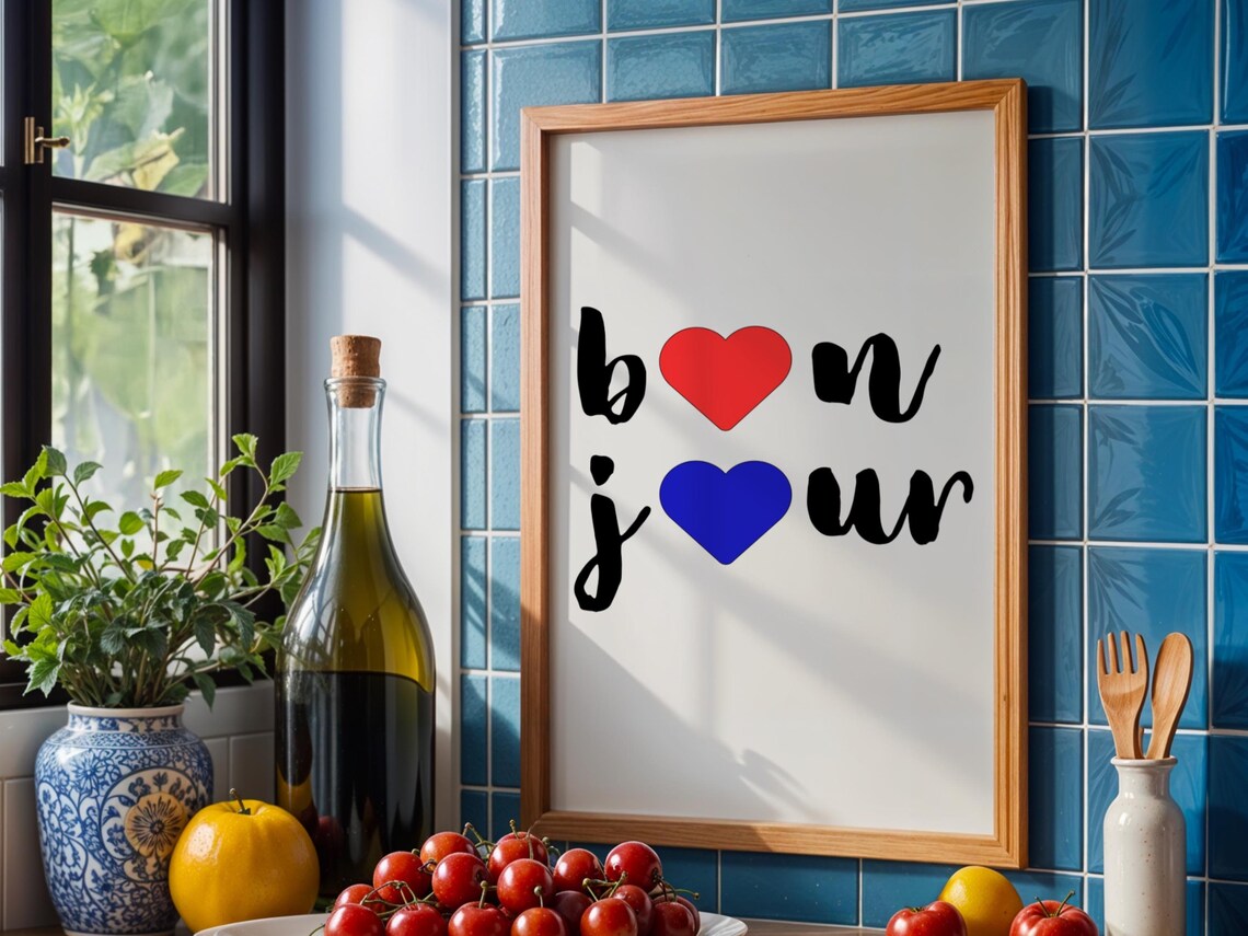 Bonjour Hello Love, French Quote Wall Art