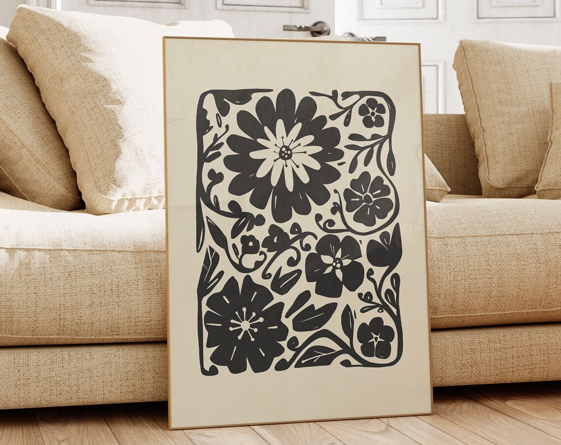 Abstract Botanical, Neutral Minimalist Poster Decor