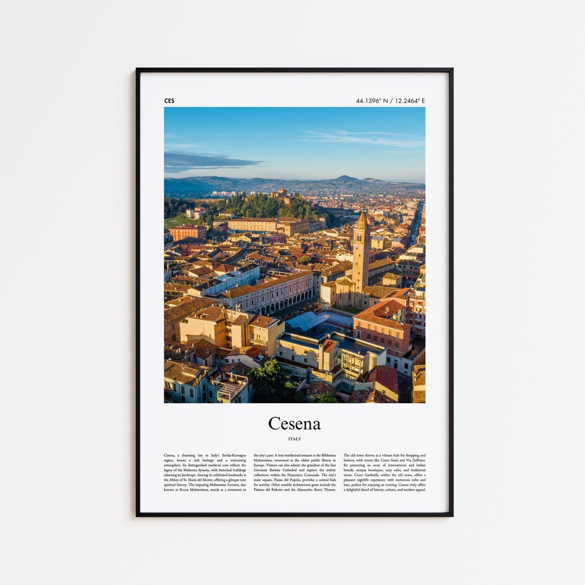 Cesena Italy Sunlit Old Town Rooftops Hills Real Photo Poster