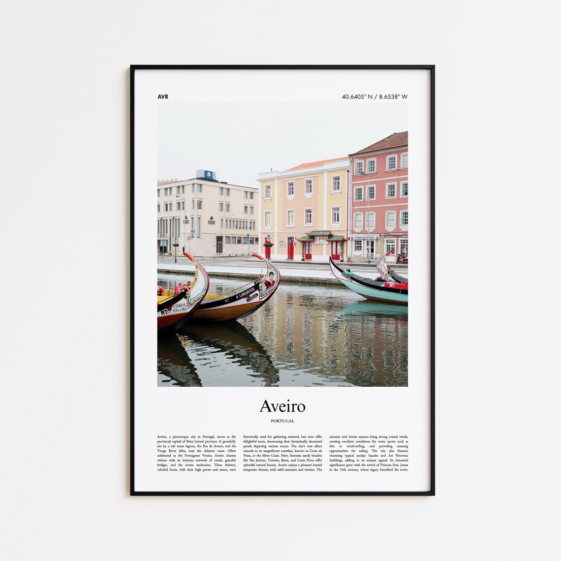 Aveiro Portugal Colorful Moliceiro Canal Boats City Photo Poster