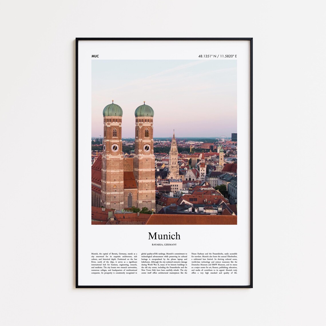 Munich Germany Frauenkirche Twin Domes Old Town Photo Poster