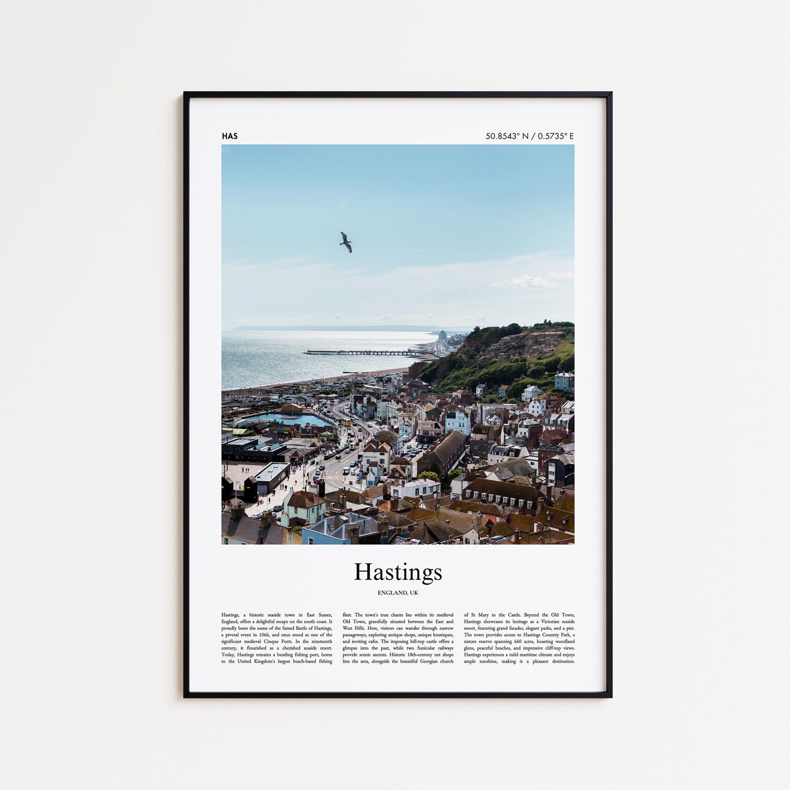 Hastings England Historic Seaside Town Coastal Travel Photo Poster