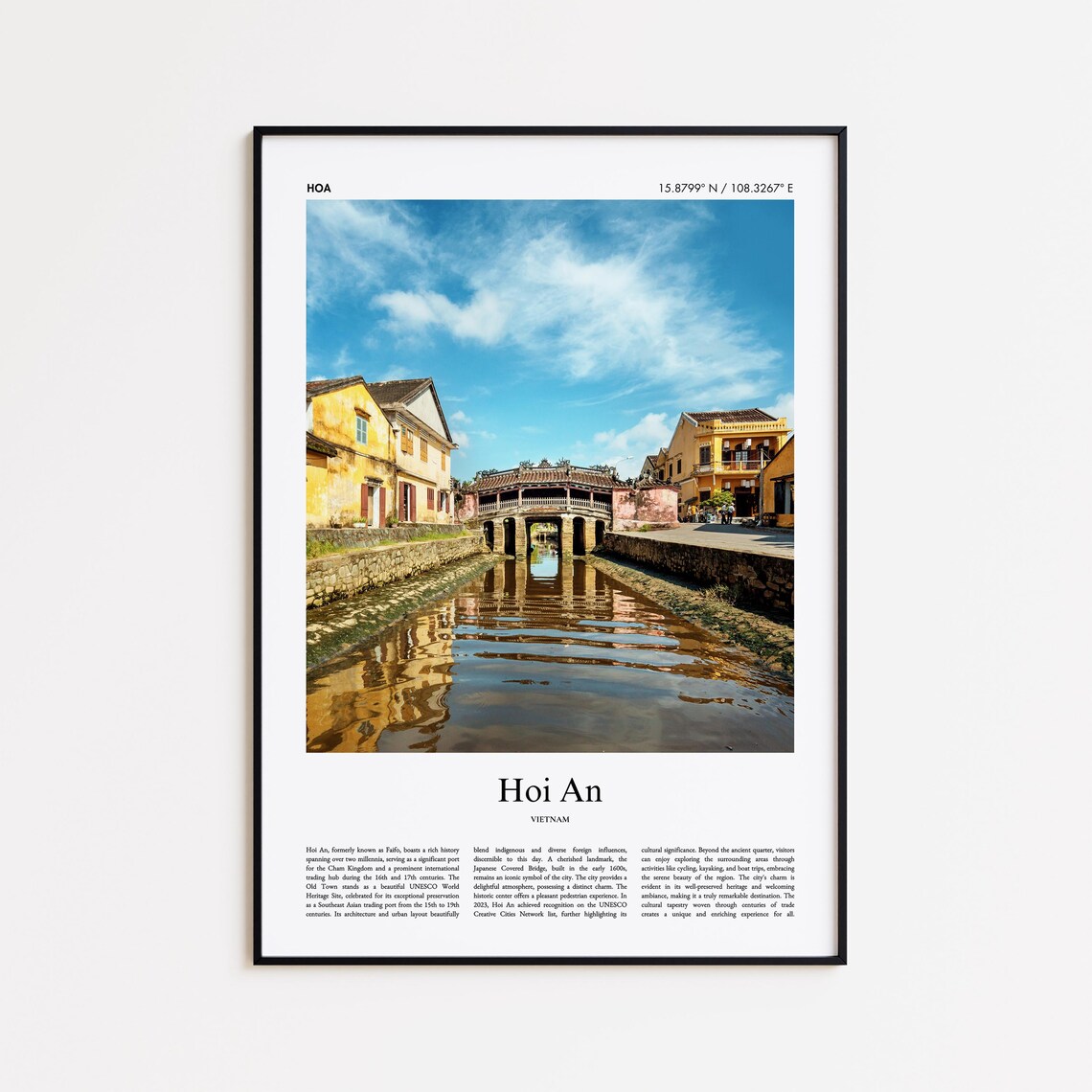 Hoi An Vietnam Japanese Covered Bridge Canal Travel Photo Poster