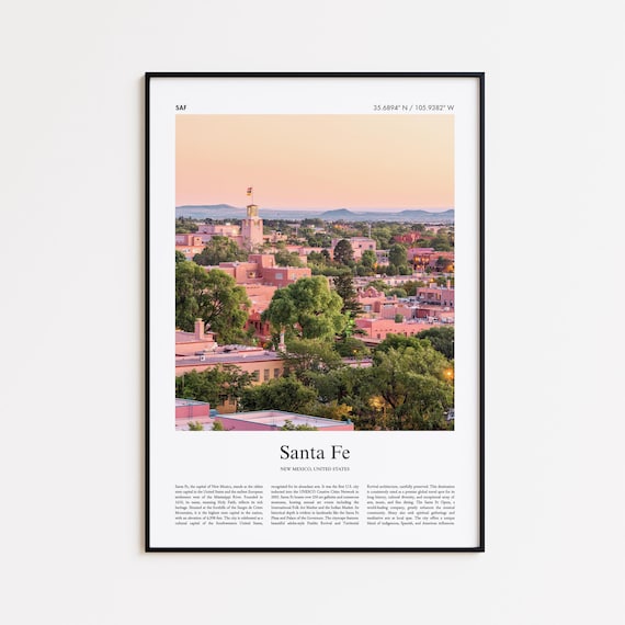 Santa Fe New Mexico Adobe Old City Sunset Skyline Photo Poster