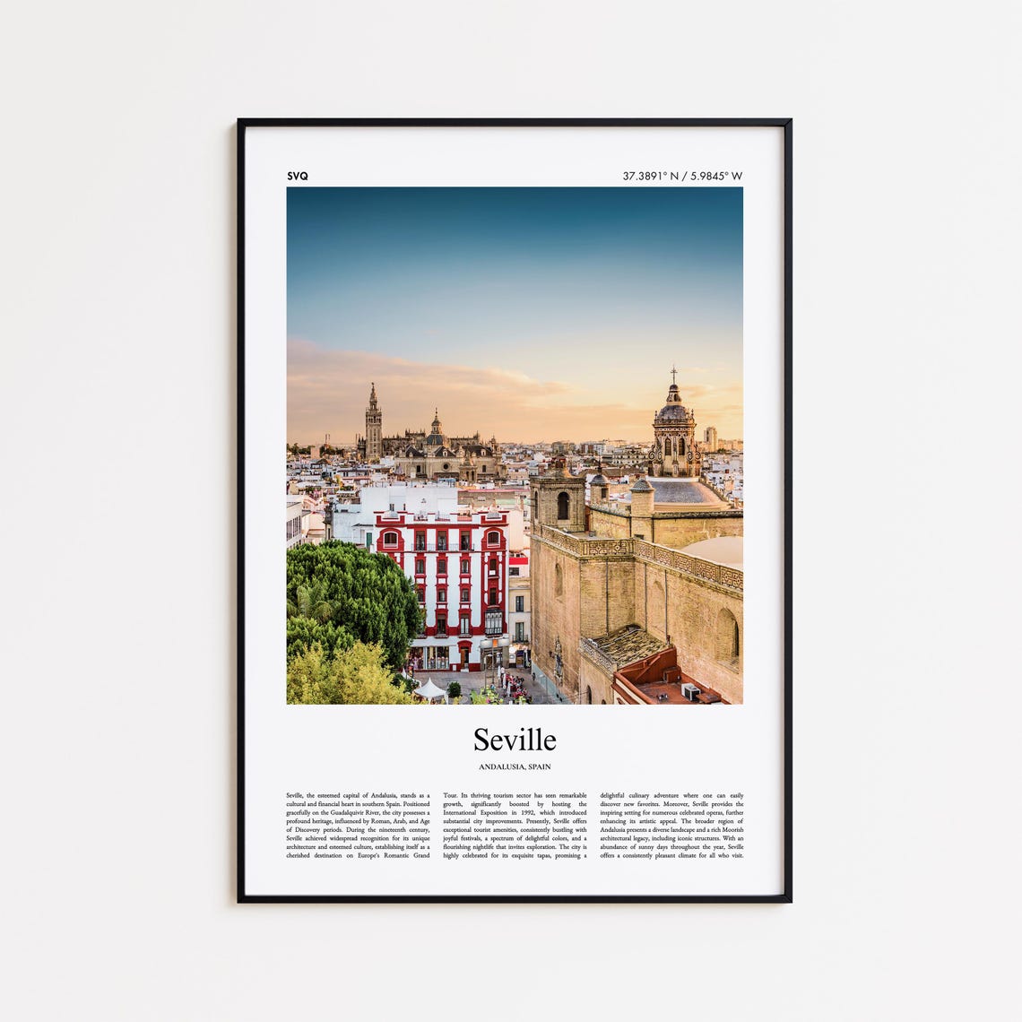 Seville Andalusia Spain Cathedral Rooftop View Travel Poster