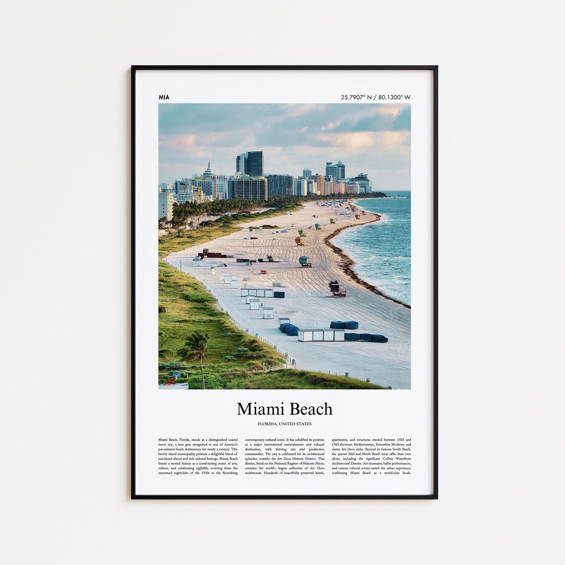 Miami Beach Color Travel Poster, Florida Wall Art