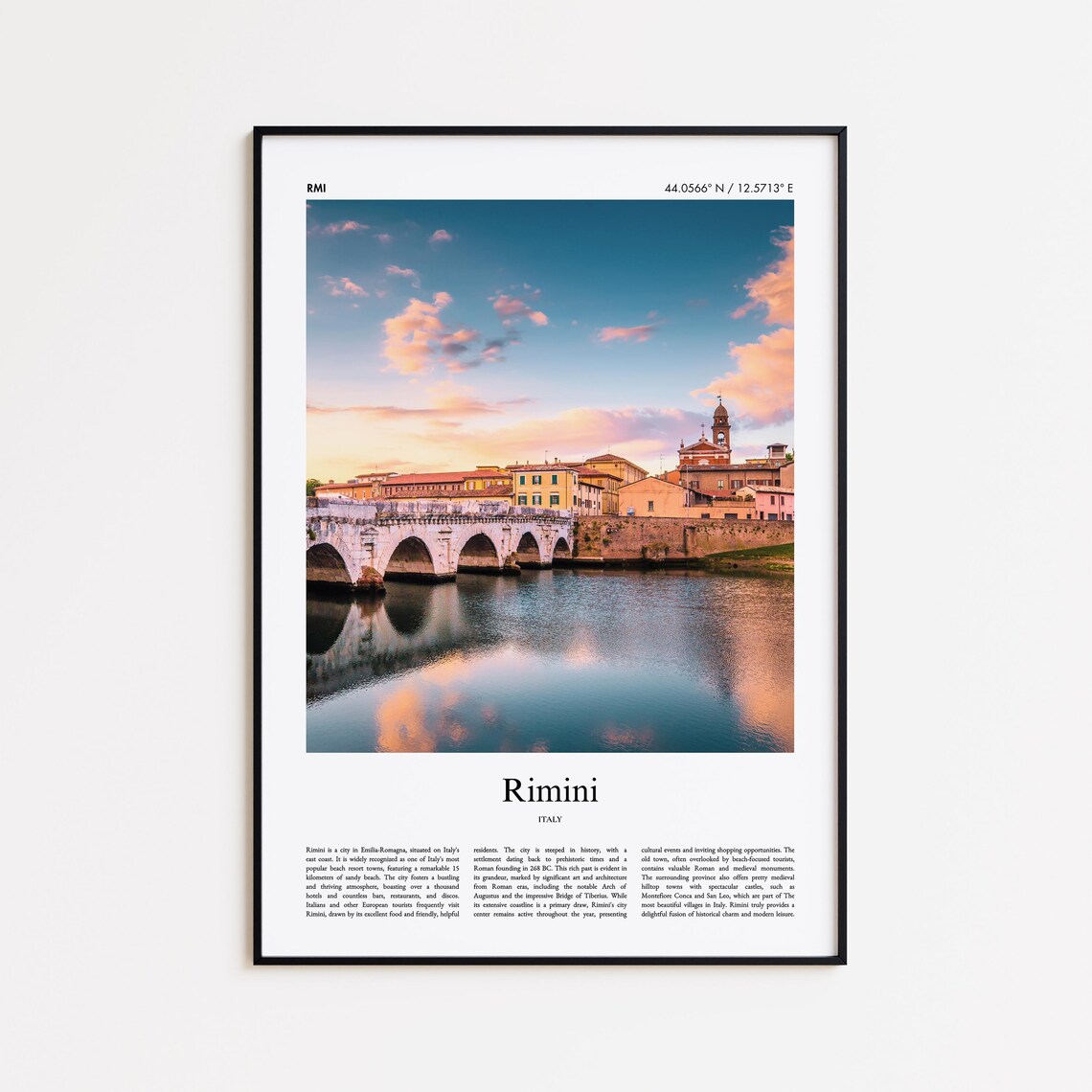 Rimini Italy Roman Stone Bridge Pink Sunset Real Photo Poster