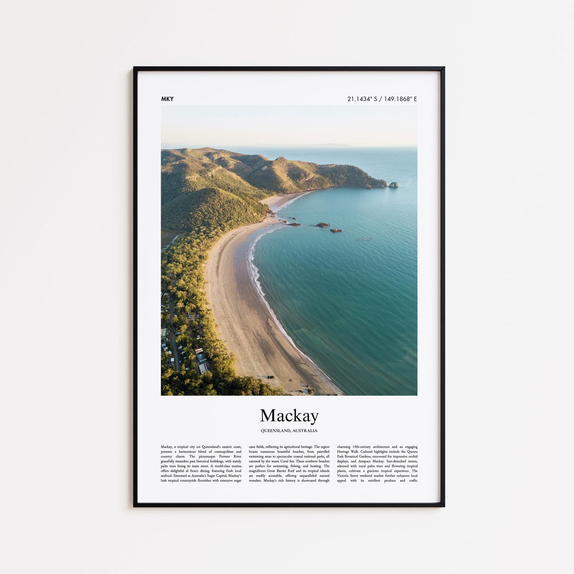 Mackay Queensland Australia Beach Aerial Coast Travel Photo Poster