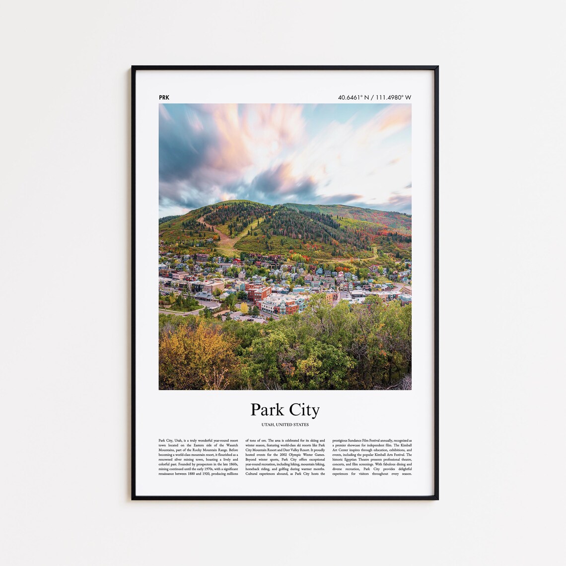 Park City Utah Mountain Town Autumn Ski Town Travel Photo Poster