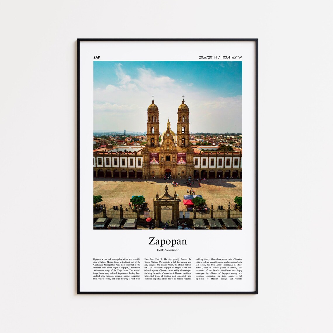 Zapopan Jalisco Mexico Basilica Church Plaza Color Photo Poster