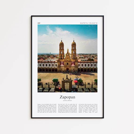 Zapopan Color Print Real Photo Poster Travel Gift Jalisco Mexico Minimal City