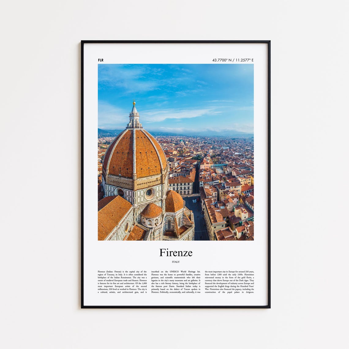 Firenze Italy Florence Duomo Dome Rooftops Aerial Travel Poster