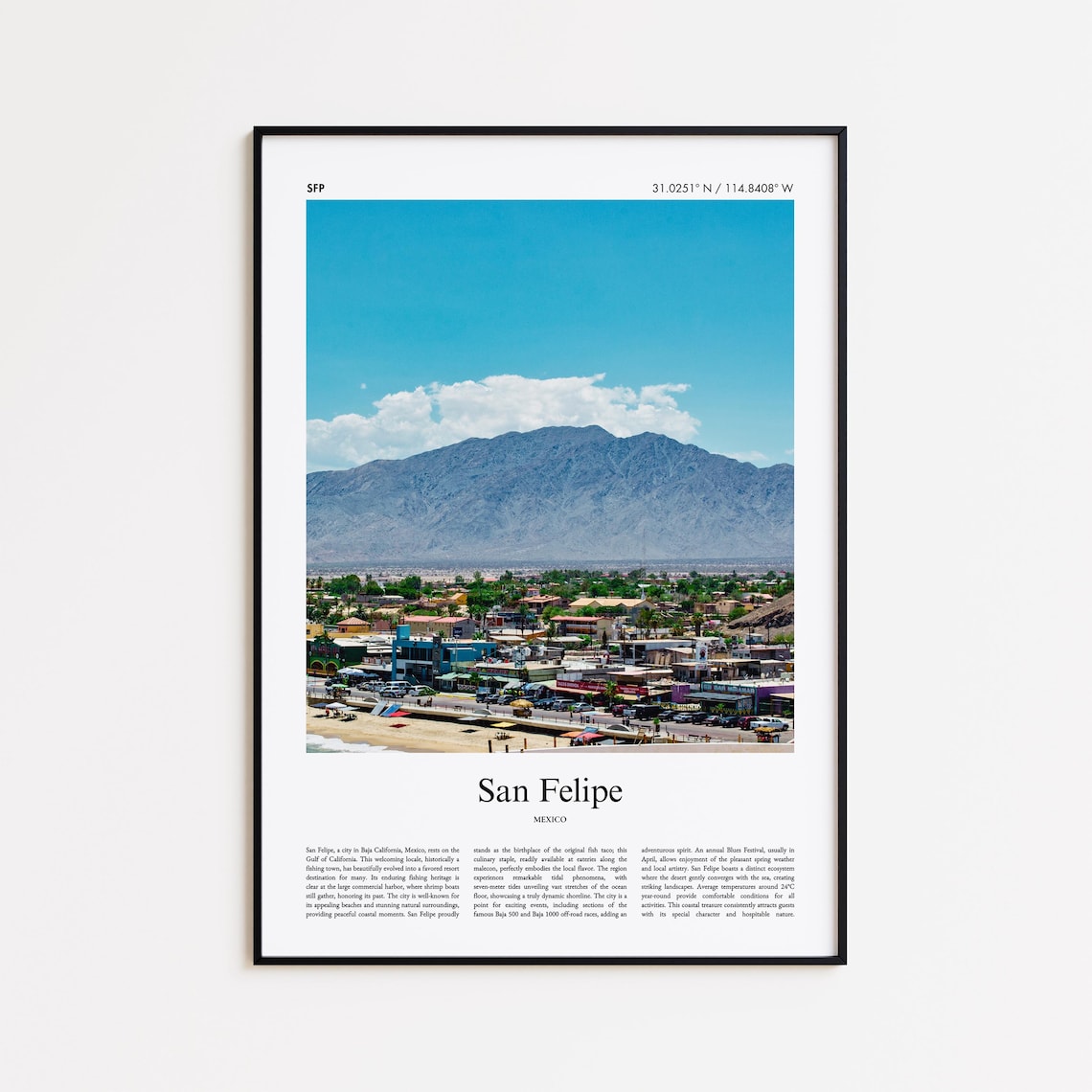 San Felipe Mexico Beach Town Desert Mountain Photo Travel Poster