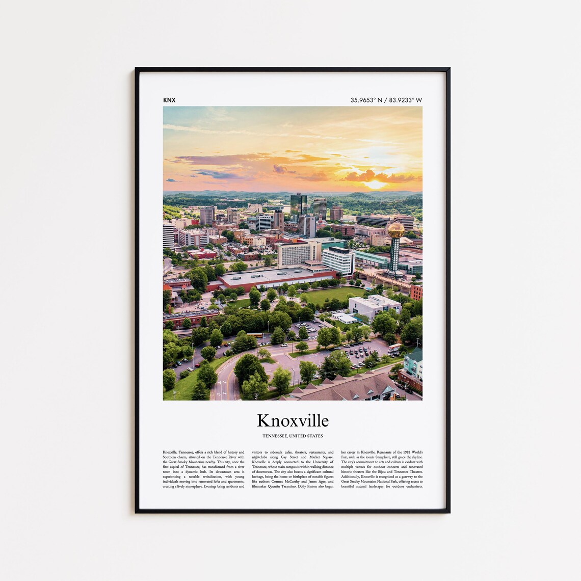 Knoxville Tennessee Sunset Skyline Sunsphere Cityscape Poster