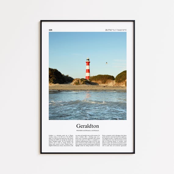 Geraldton Color Print Real Photo Poster Travel Gift Western Australia Minimal