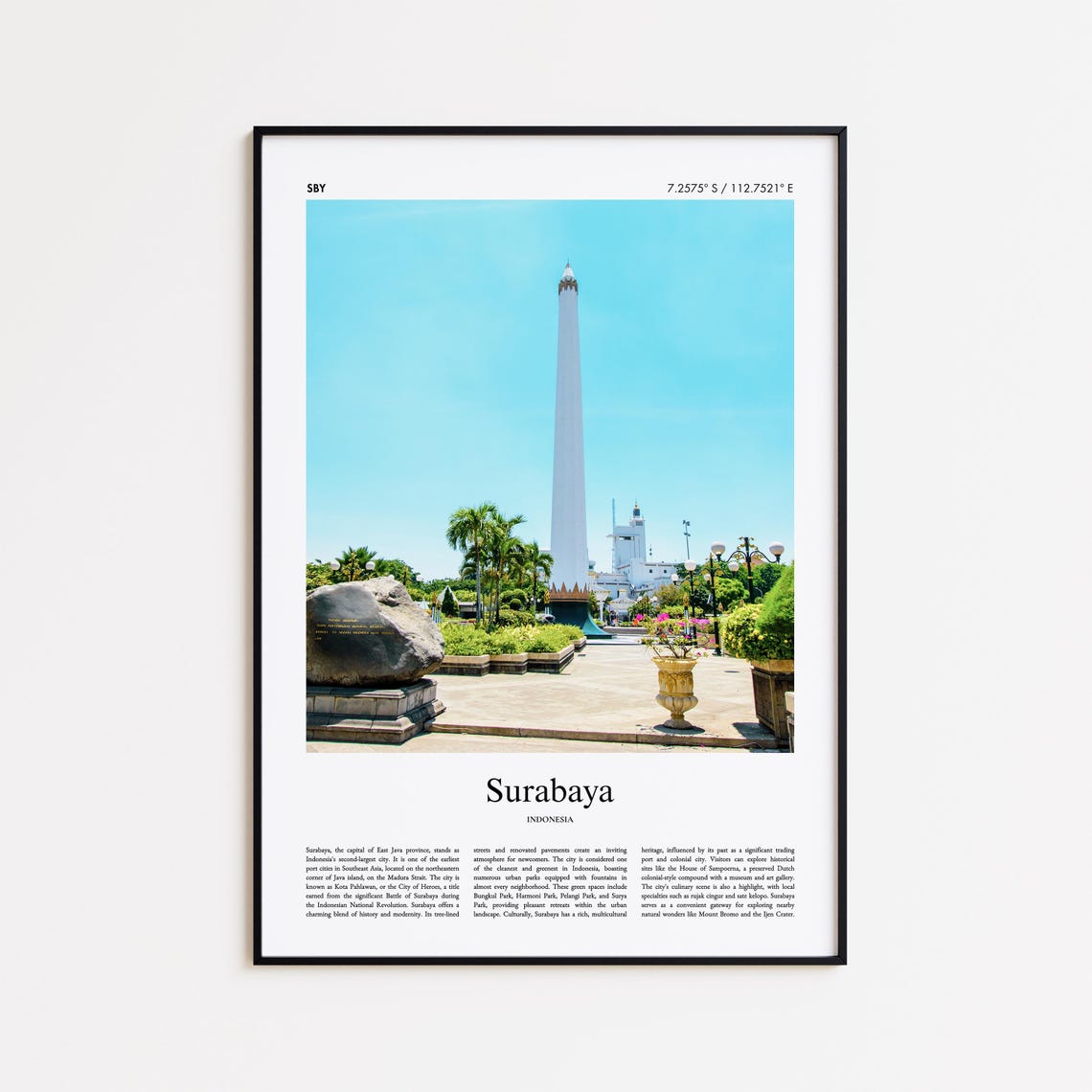 Surabaya Indonesia Tall Heroes Monument Plaza Real Photo Poster