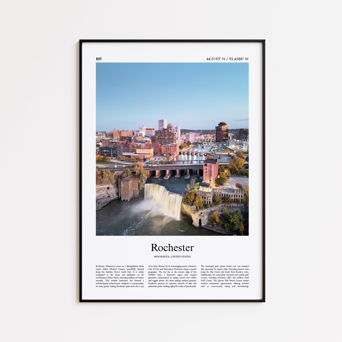 Rochester Travel Poster, Minimal Minnesota City Print