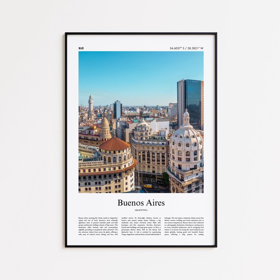 Buenos Aires Color Print Real Photo Poster Travel Gift Argentina Minimal City