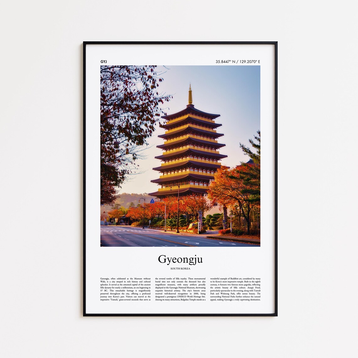 Gyeongju Golden Pagoda Autumn South Korea Temple Photo Poster