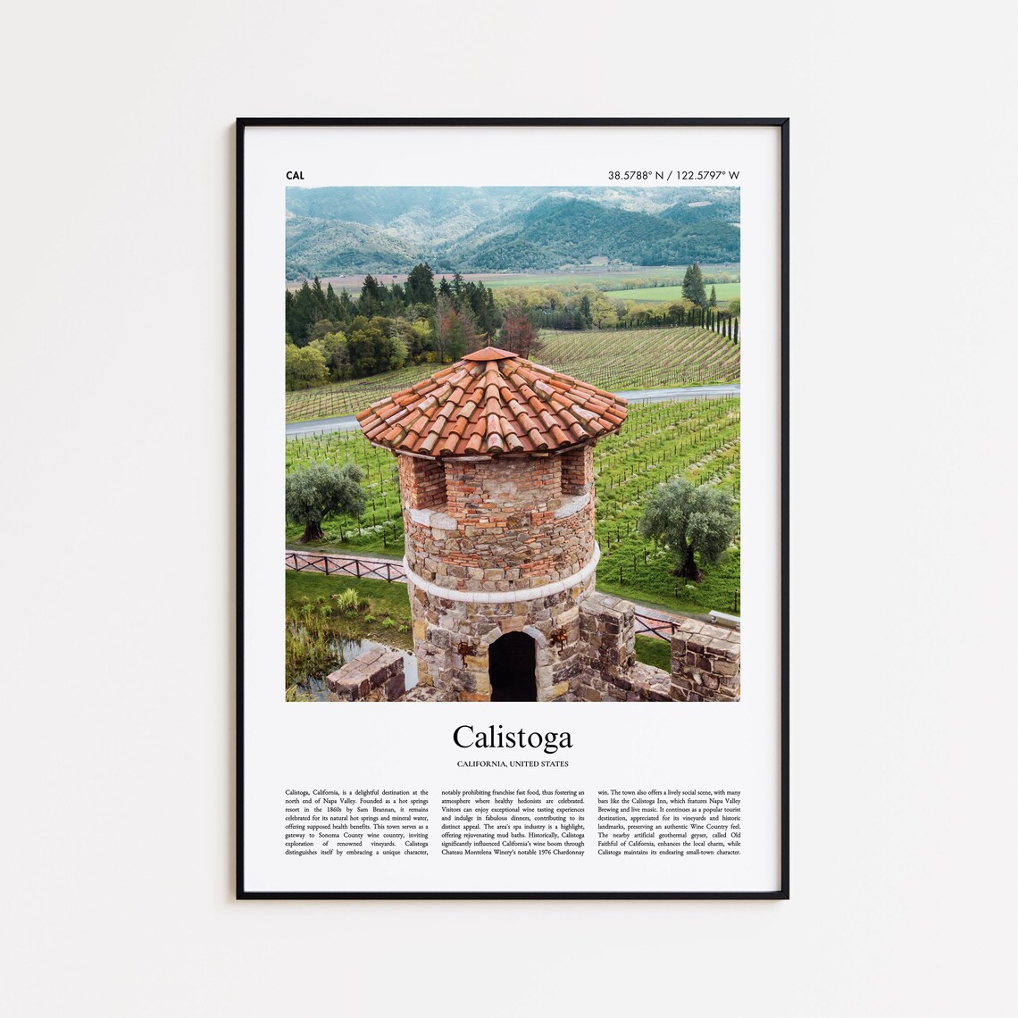 Calistoga California Napa Valley Vineyard Stone Tower Photo Poster