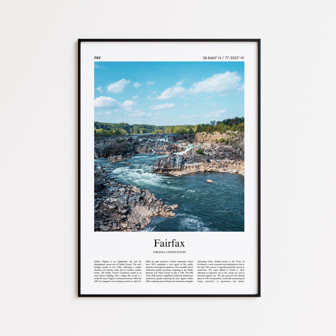 Fairfax Virginia Potomac River Rapids Rocks Nature Scene Poster