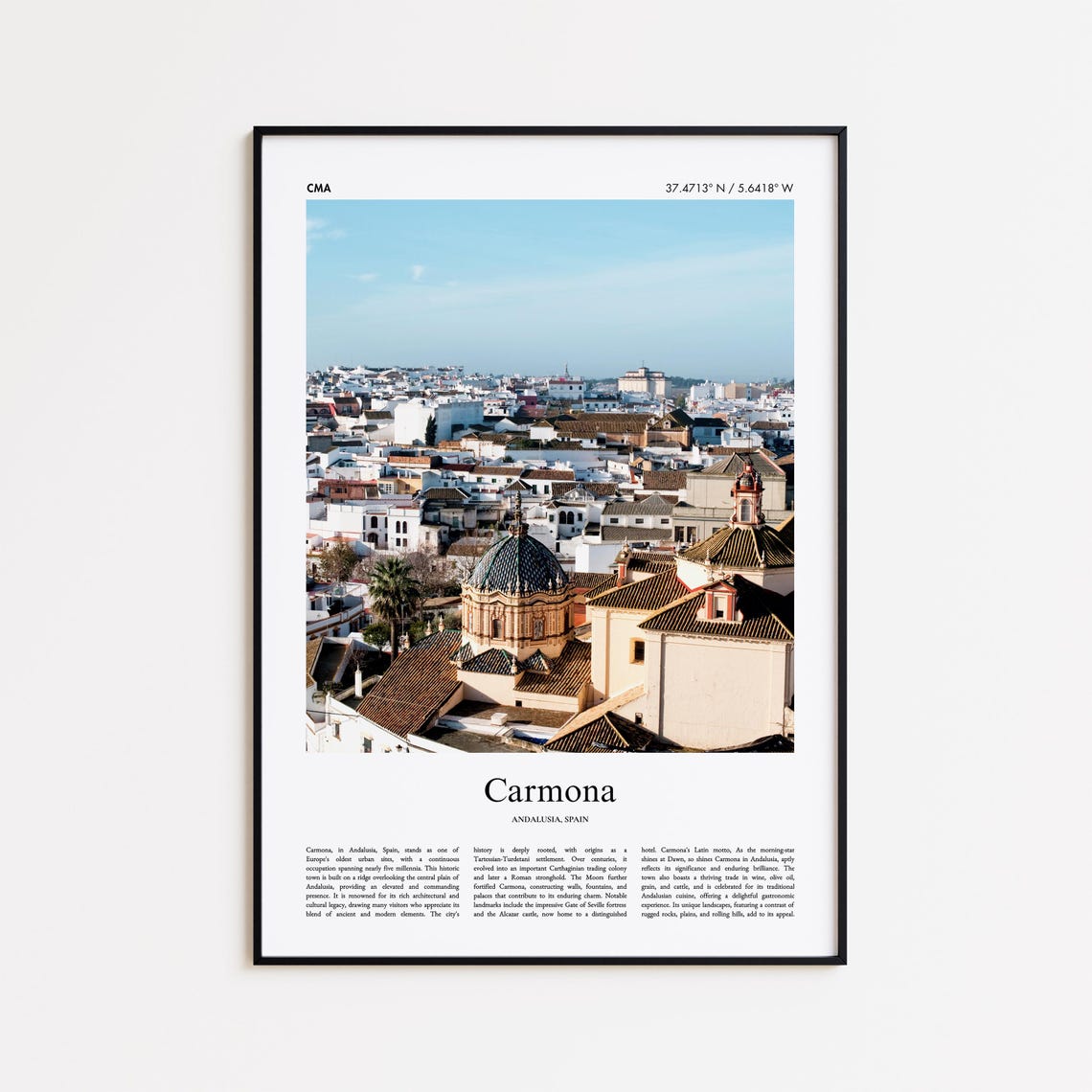 Carmona Spain Andalusia Whitewashed Old Town Color Travel Photo Poster
